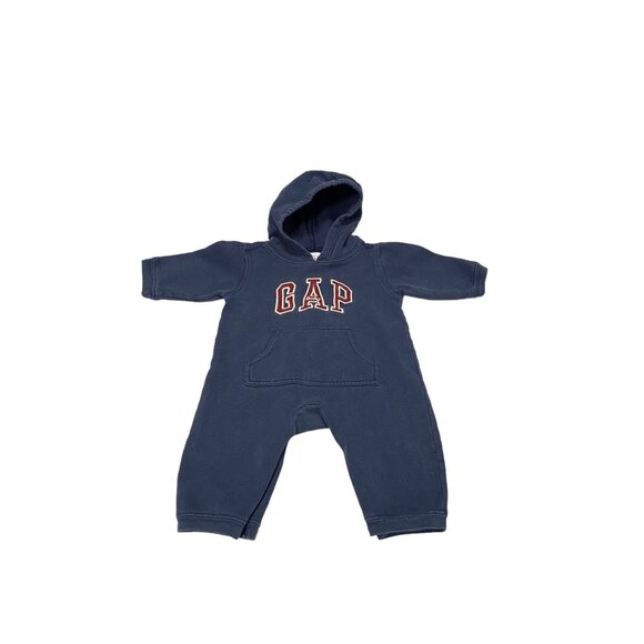 Gap Logo Sweatsuit One Piece Blue Size 3-6 Months Vintage Retro Preppy 2000 Cozy - Picture 1 of 10